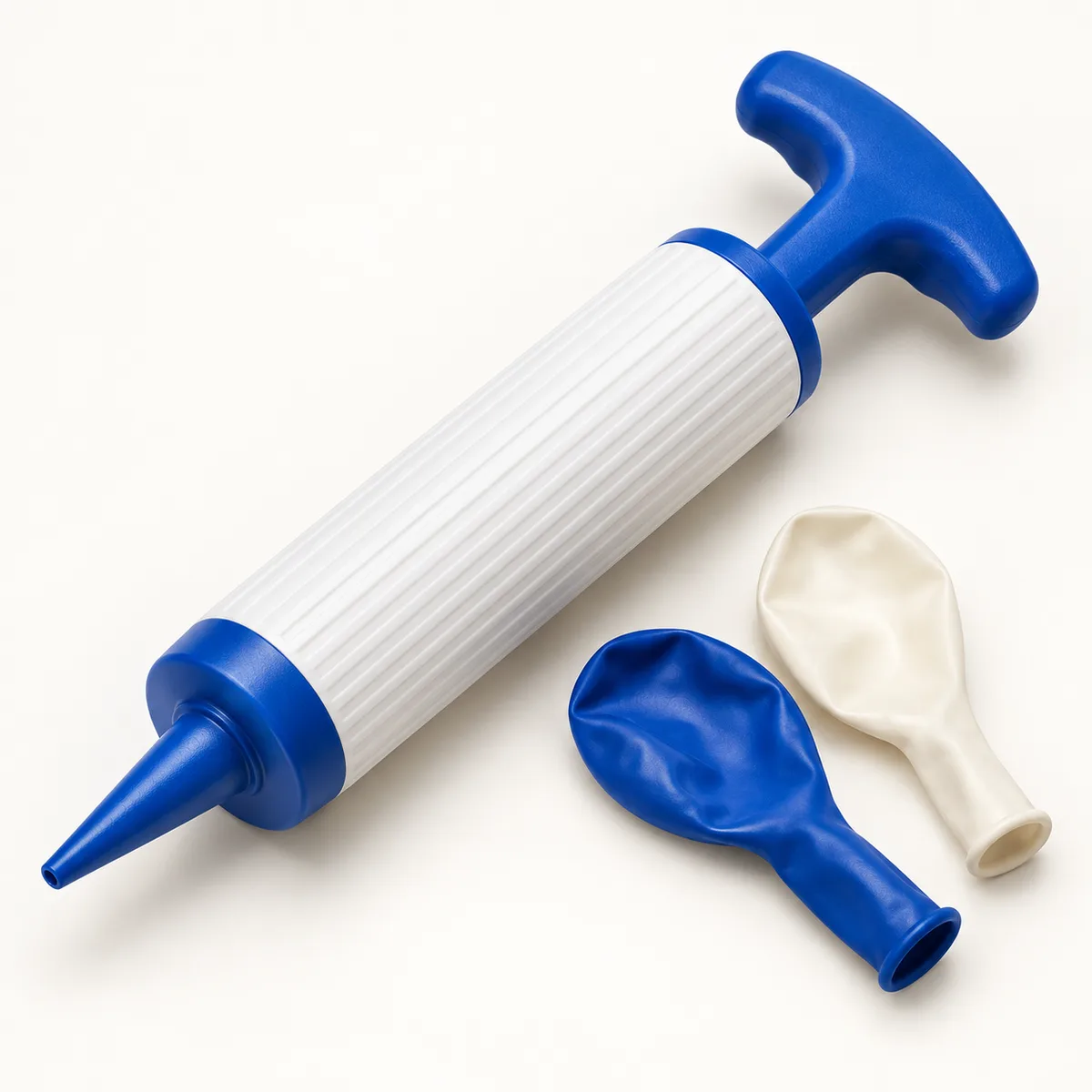 Dual-action hand balloon pump — Balloon accessories product concept / 双向手动气球打气筒，气球配套耗材产品示意图